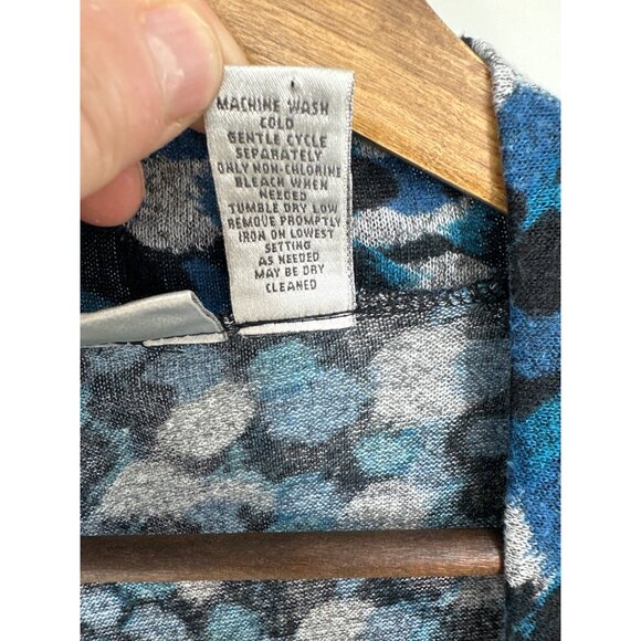 Chicos Blue & Black Abstract Print Open Front Cardigan Size 3 US XL - Picture 5 of 7
